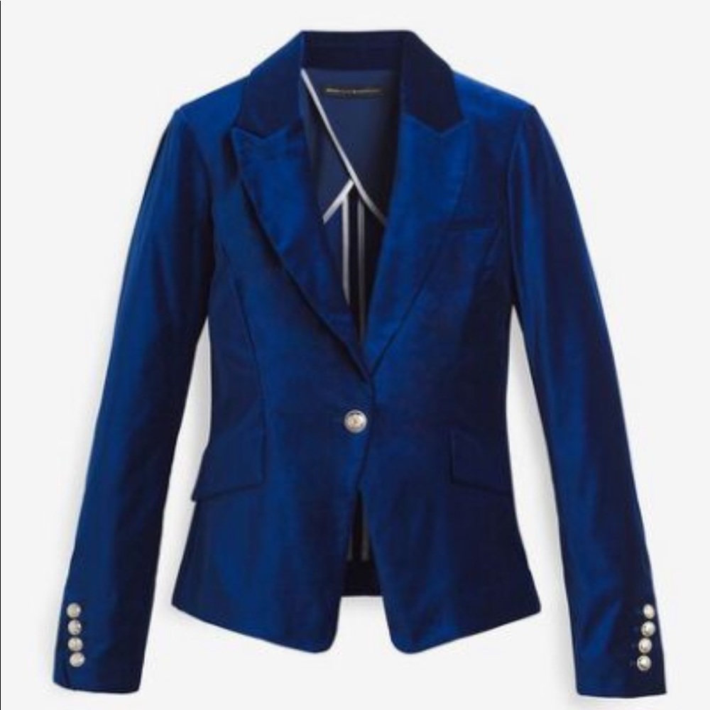 White House Black Market Navy Velvet Jacket Size 2